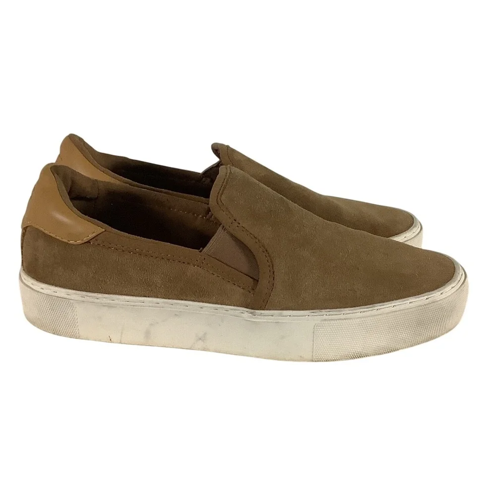 UGG Jass Chestnut Brown Suede Platform Slip On Sneakers 1121613 Womens Size 8